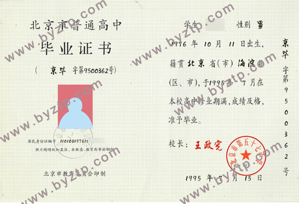 北京市第57中学高中毕业证样本图片.jpg