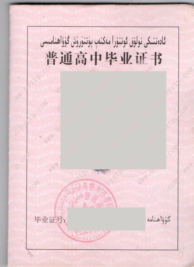 乌鲁木齐市第20中学高中毕业证样本图片